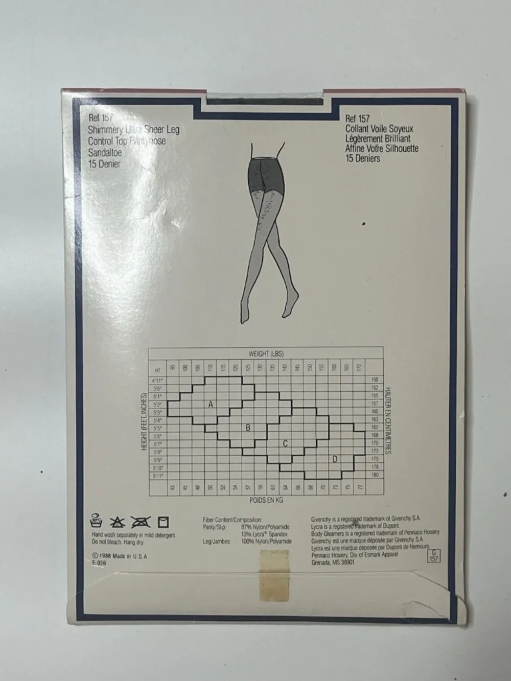 Vtg 1988 Givenchy Body Gleamers Control Top Pantyhose 15 Denier NOW Ref 157